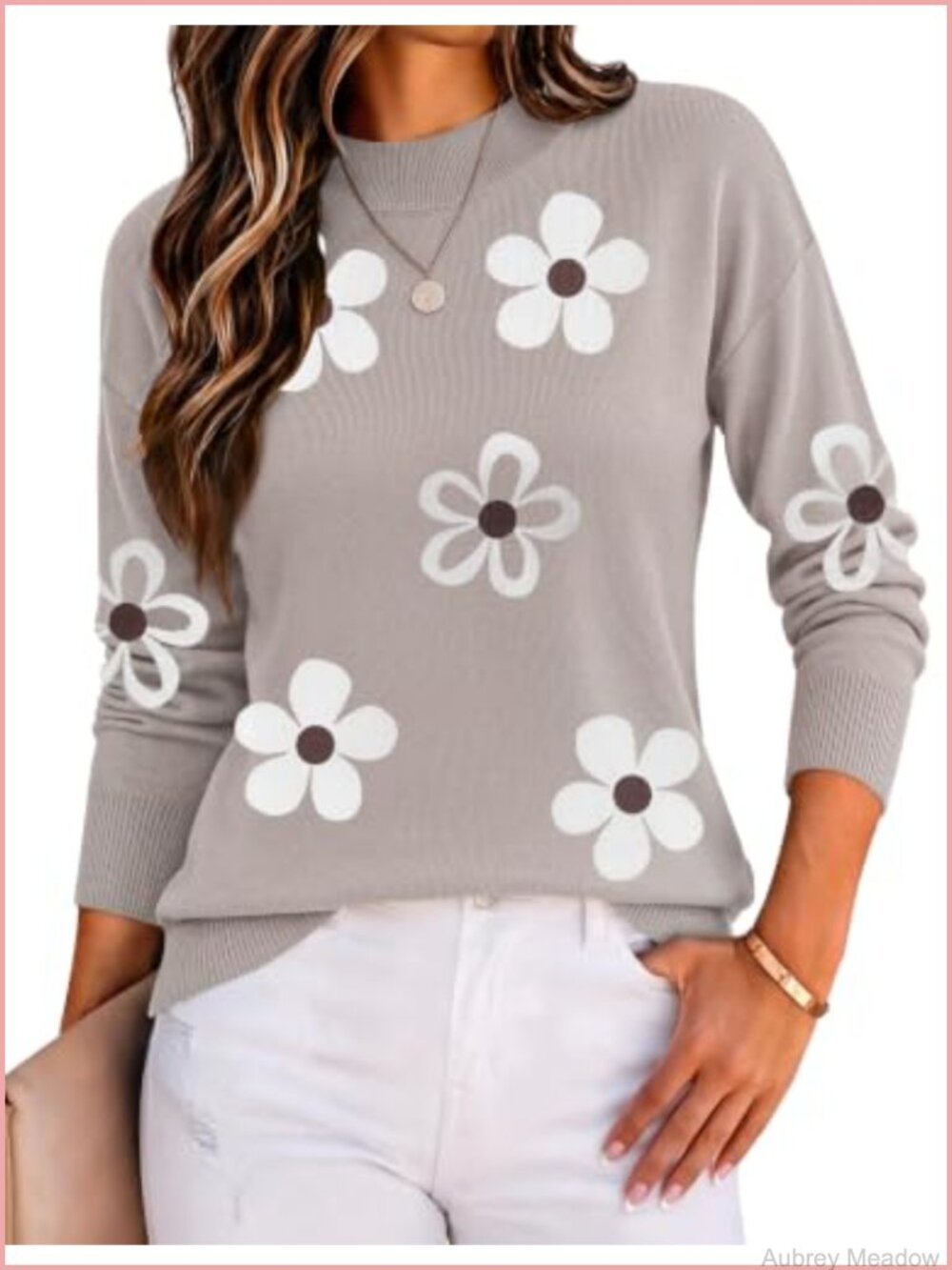 Women's Lightweight Ribbed Knit Sweater Mock Neck Long Sleeve Drop Shoulder